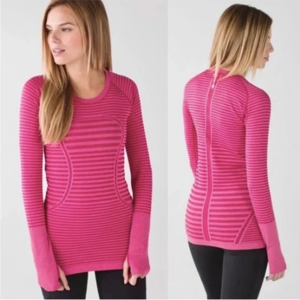 Lululemon Swiftly Tech Long Sleeve Crew Heathered Berry Rumble 6